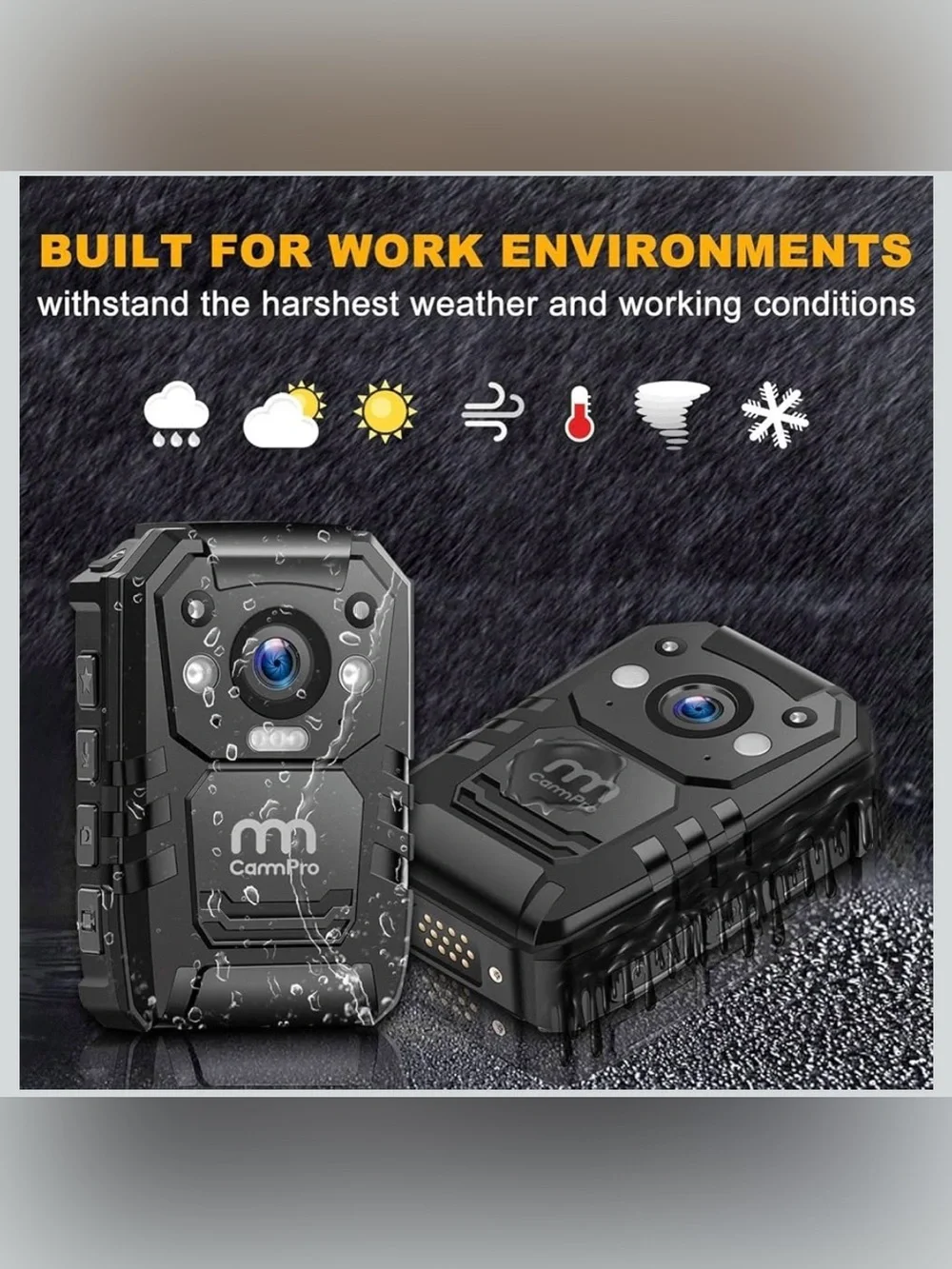 1296P HD Police Body Camera,128G Memory,CammPro I826 Premium Portable BodyCamera